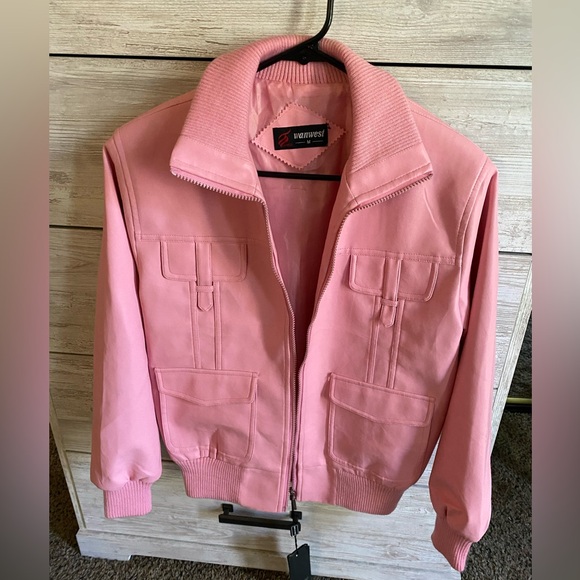 Jackets & Blazers - It’s fabulous- Pink faux leather bomber jacket, (size M)vintage